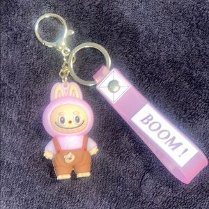 Labubu Cute Pink and Brown Bunny Keychain